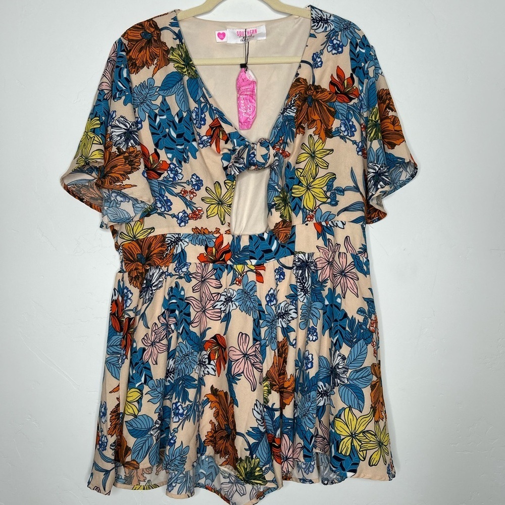 NWT Southern Fried Chics‎ Floral Print Romper Size XXL Tropical Cruise
